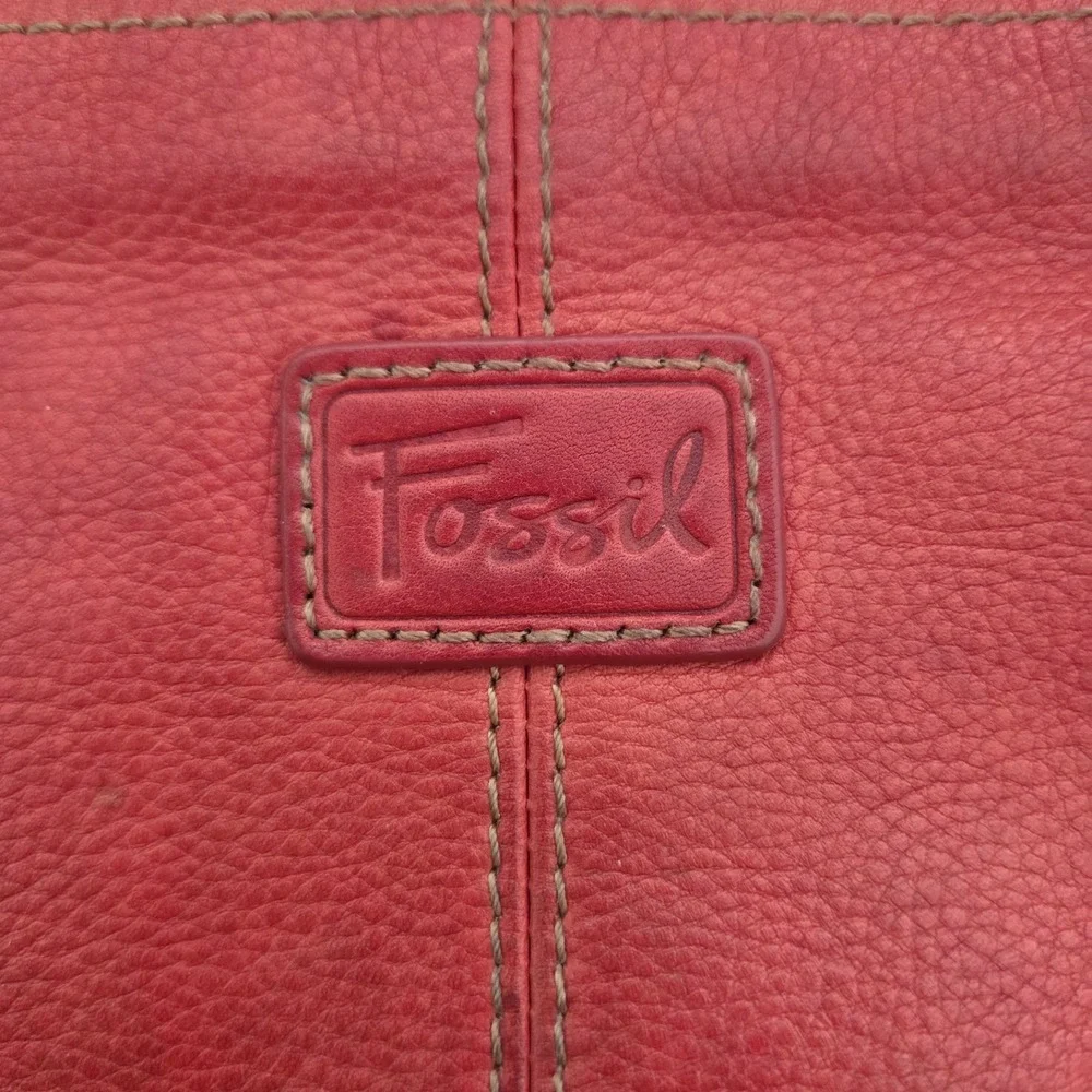 Vintage Fossil Crossbody Bag Red Pebbled Leather Boho Drawstring Small Womens OS